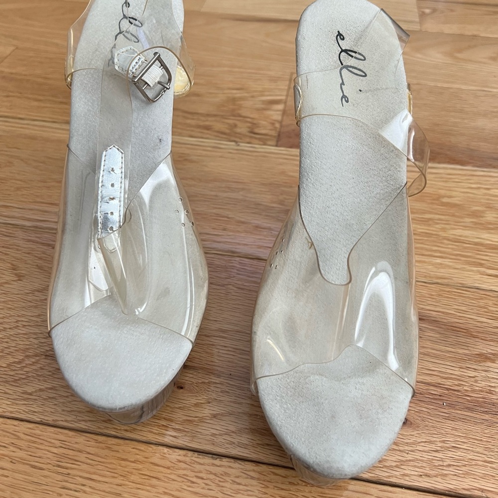 Ellie Clear Platform Strap Mules Stripper Shoes